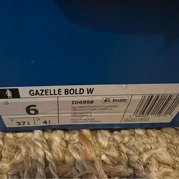 NWT Adidas Gazelle Bold Platform Gum Sole Shoes Silver Green Women’s Size 6 - Picture 14 of 14
